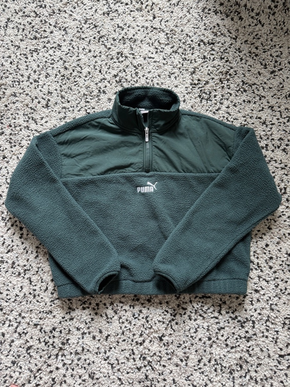 Puma Dark Green Sherpa Half-Zip Pullover